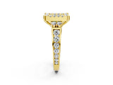 Yellow gold Fancy Green Princess  Halo Diamond Engagement Ring with Split Shank and Four-Prong Setting 4