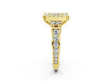 Yellow gold Fancy Green Princess  Halo Diamond Engagement Ring with Split Shank and Four-Prong Setting 5
