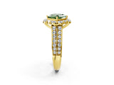 Yellow gold Fancy Green Princess  Halo Diamond Engagement Ring with Split Shank and Prong Setting_32