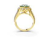 Yellow gold Fancy Green Princess  Halo Diamond Engagement Ring with Split Shank and Prong Setting_33