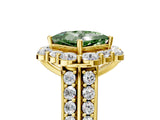 Yellow gold Fancy Green Princess  Halo Diamond Engagement Ring with Split Shank and Prong Setting_35