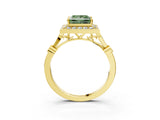 Yellow gold Fancy Green Princess  Halo Diamond Engagement Ring with Twisted Band and Four-Prong Setting 5