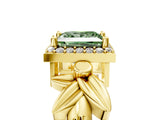 Yellow gold Fancy Green Princess  Halo Diamond Floral Band with Four-Prong Setting_41