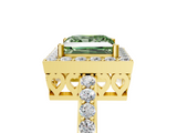 Yellow gold Fancy Green Princess  Halo Diamond Pavé Band Ring with Prong Setting_5