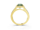 Yellow gold Fancy Green Princess  Halo Diamond Pavé Solitaire Ring_42