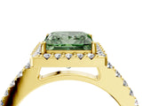 Yellow gold Fancy Green Princess  Halo Diamond Pavé Solitaire Ring_43