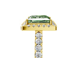 Yellow gold Fancy Green Princess  Halo Diamond Pavé Solitaire Ring_44