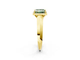 Yellow gold Fancy Green Princess  Halo Diamond Ring with Cathedral Band and Four-Prong Setting_36