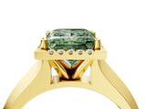 Yellow gold Fancy Green Princess  Halo Diamond Ring with Cathedral Band and Four-Prong Setting_38