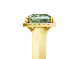 Yellow gold Fancy Green Princess  Halo Diamond Ring with Cathedral Band and Four-Prong Setting_39