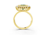 Yellow gold Fancy Green Princess  Halo Diamond Ring with Milgrain Edge and Round Prong Setting_26