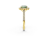 Yellow gold Fancy Green Princess  Halo Diamond Ring with Pavé Band and Prong Setting_2