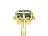 Yellow gold Fancy Green Princess  Halo Diamond Ring with Round Cluster Setting, Solitaire Band, and Four-Prong Setting_34