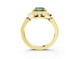Yellow gold Fancy Green Princess  Halo Diamond Ring with Tapered Band and Four-Prong Setting_10