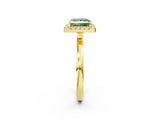 Yellow gold Fancy Green Princess  Halo Diamond Solitaire with Pavé Band and Four-Prong Setting_18
