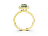 Yellow gold Fancy Green Princess  Halo Diamond Solitaire with Pavé Band and Four-Prong Setting_19