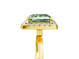 Yellow gold Fancy Green Princess  Halo Diamond Solitaire with Pavé Band and Four-Prong Setting_21