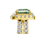 Yellow gold Fancy Green Princess  Halo Diamond Split Shank Engagement Ring with Prong Setting_44