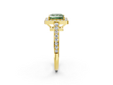 Yellow gold Fancy Green Princess  Halo Pavé Diamond Engagement Ring with Bezel Setting_2