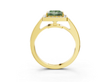 Yellow gold Fancy Green Princess  Halo Pavé Diamond Engagement Ring with Bezel Setting_3