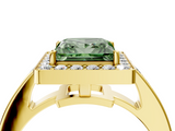 Yellow gold Fancy Green Princess  Halo Pavé Diamond Engagement Ring with Bezel Setting_4