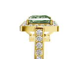 Yellow gold Fancy Green Princess  Halo Pavé Diamond Engagement Ring with Bezel Setting_5