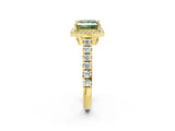 Yellow gold Fancy Green Princess  Halo Pavé Diamond Engagement Ring with Four-Prong Setting_27
