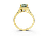 Yellow gold Fancy Green Princess  Halo Pavé Diamond Engagement Ring with Four-Prong Setting_28