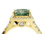 Yellow gold Fancy Green Princess  Halo Pavé Diamond Engagement Ring with Four-Prong Setting_29