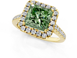 Yellow gold Fancy Green Princess  Halo Pavé Diamond Engagement Ring with Four-Prong Setting_4