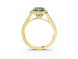 Yellow gold Fancy Green Princess  Halo Pavé Diamond Engagement Ring with Four-Prong Setting_6