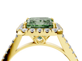 Yellow gold Fancy Green Princess  Halo Pavé Diamond Engagement Ring with Four-Prong Setting_7