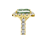 Yellow gold Fancy Green Princess  Halo Pavé Diamond Engagement Ring with Four-Prong Setting_8