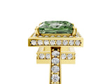 Yellow gold Fancy Green Princess  Halo Pave Band Solitaire Ring with Prong Setting_34