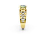 Yellow gold Fancy Green Princess  Halo Pave Diamond Engagement Ring with Milgrain Detailing_31