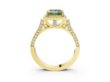 Yellow gold Fancy Green Princess  Halo Pave Split Shank Prong Setting Ring_28