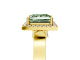 Yellow gold Fancy Green Princess  Halo Pave Split Shank Prong Setting Ring_30