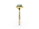 Yellow gold Fancy Green Princess  Halo Round Diamond Pavé Band Four-Prong Ring_5
