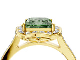 Yellow gold Fancy Green Princess  Halo Round Diamond Pave Band with Four-Prong Setting_42