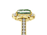 Yellow gold Fancy Green Princess  Halo Round Diamond Pave Band with Four-Prong Setting_43