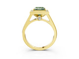Yellow gold Fancy Green Princess  Halo Solitaire Diamond Ring with Pave Band and Bezel Setting_33