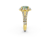 Yellow gold Fancy Green Princess  Halo Split Shank Diamond Engagement Ring with Pave Band and Four-Prong Setting_2