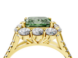 Yellow gold Fancy Green Princess  Halo Split Shank Diamond Engagement Ring with Pave Band and Four-Prong Setting_4