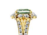 Yellow gold Fancy Green Princess  Halo Split Shank Diamond Engagement Ring with Pave Band and Four-Prong Setting_5