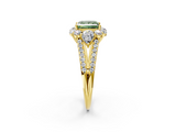 Yellow gold Fancy Green Princess  Halo Split Shank Diamond Engagement Ring with Prong Setting_2
