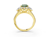 Yellow gold Fancy Green Princess  Halo Split Shank Diamond Engagement Ring with Prong Setting_3