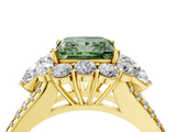 Yellow gold Fancy Green Princess  Halo Split Shank Diamond Engagement Ring with Prong Setting_4