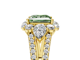 Yellow gold Fancy Green Princess  Halo Split Shank Diamond Engagement Ring with Prong Setting_5