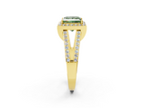 Yellow gold Fancy Green Princess  Halo Split Shank Diamond Ring with Four-Prong Setting_2