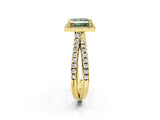 Yellow gold Fancy Green Princess  Halo Split Shank Diamond Ring with Pavé Setting_28